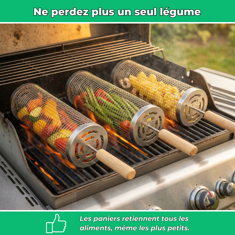GrillMaster | Paniers inox pour cuisson au barbecue | 1+1 Offert
