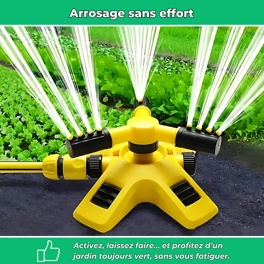 Arroseur Rotatif à 3 Bras – Arrosage Automatique Grand Angle pour Jardin et Pelouse
