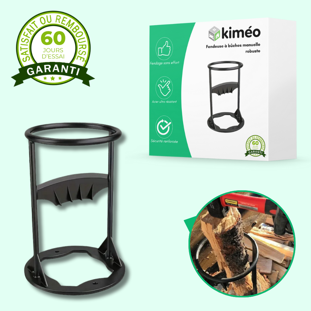 Fendeuse à bûches manuelle en acier au manganèse – Fendeur de bois robuste et sécuritaire pour chauffage