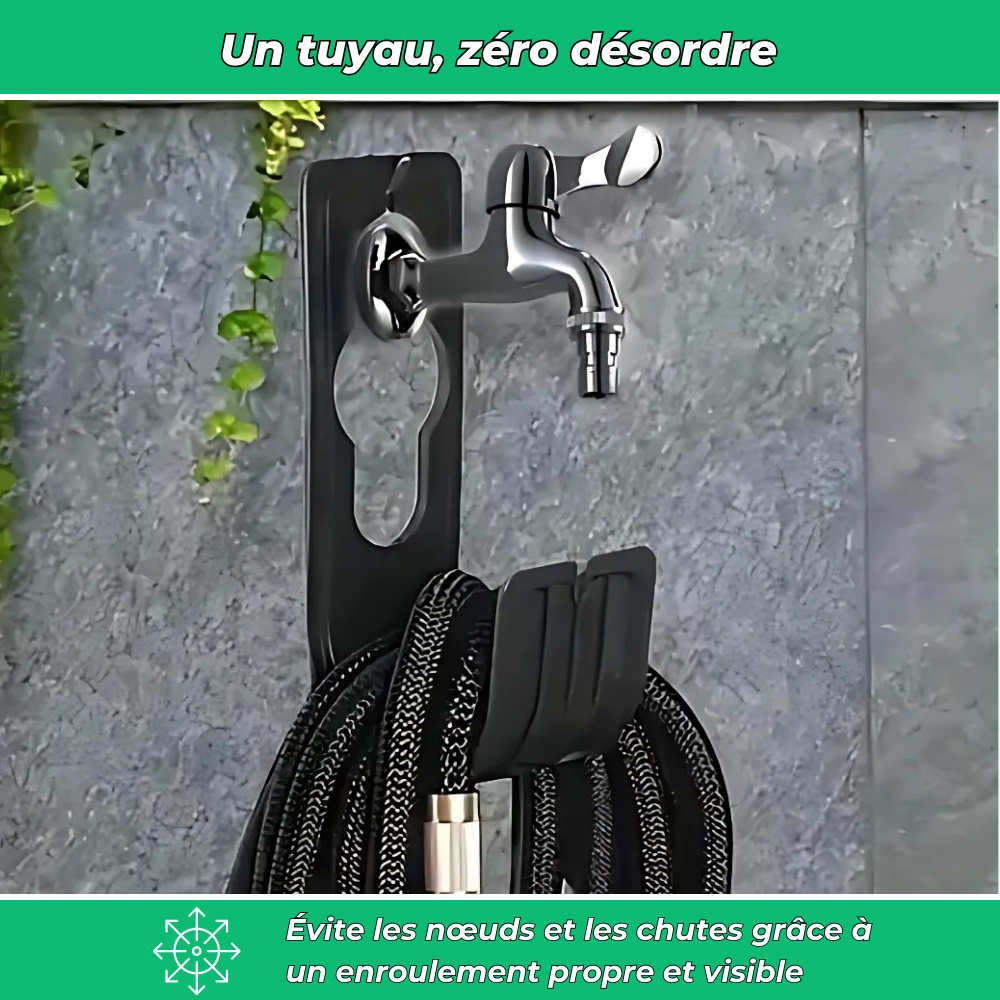 Porte-Tuyau Mural Extensible – Support Robuste pour Tuyau d’Arrosage