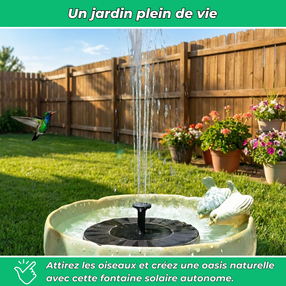 AquaSun™ | Fontaine Solaire Autonome | Embellit et Dynamise Votre Jardin en un Instant