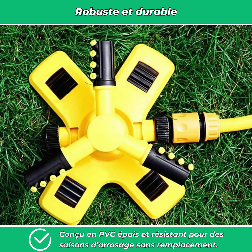Arroseur Rotatif à 3 Bras – Arrosage Automatique Grand Angle pour Jardin et Pelouse