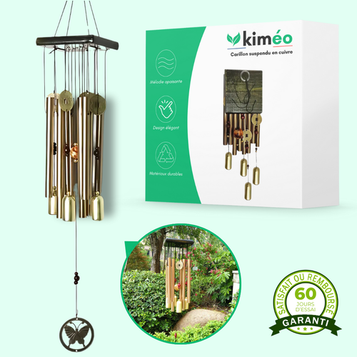 Carillon Suspendu en Cuivre – Décoration Sonore Élégante pour Jardin et Terrasse
