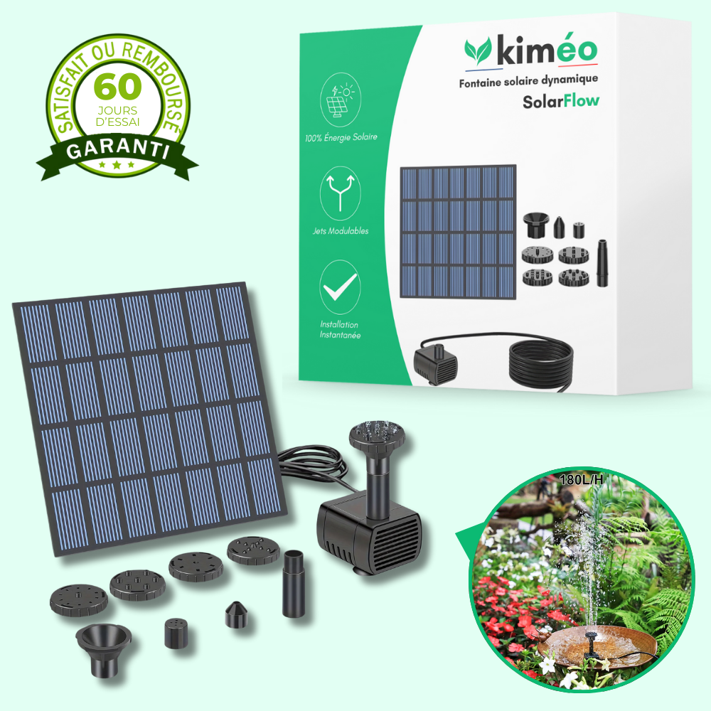 SolarFlow Fontaine Solaire Dynamique – Décoration de Jardin avec Pompe Solaire Écologique