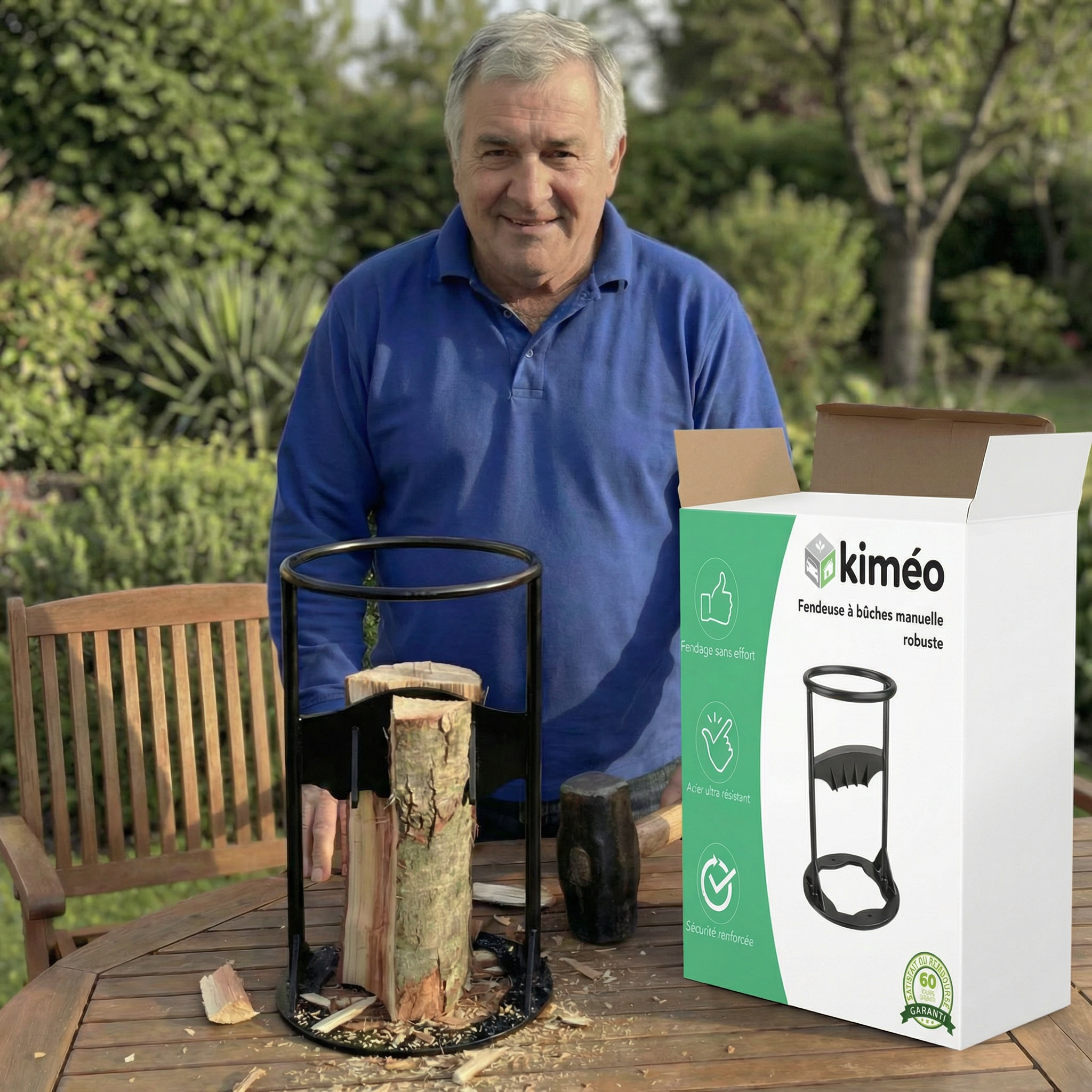 Fendeuse à bûches manuelle en acier au manganèse – Fendeur de bois robuste et sécuritaire pour chauffage